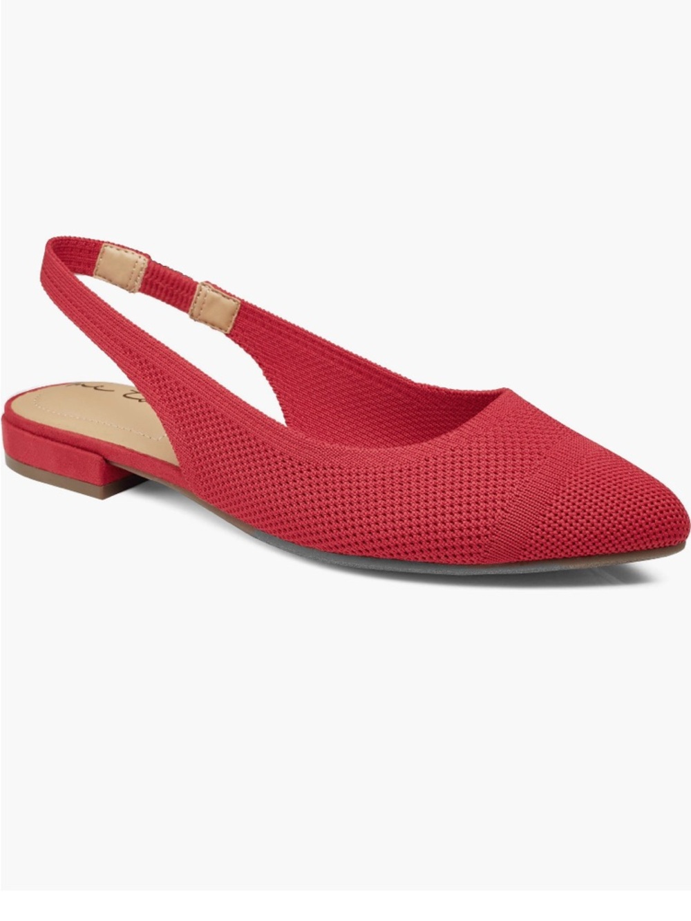me too Red Knit Slingback Pointed-Toe Flat